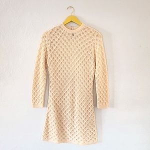 Vintage 1970's Cream Knite Sweater Dress sz small